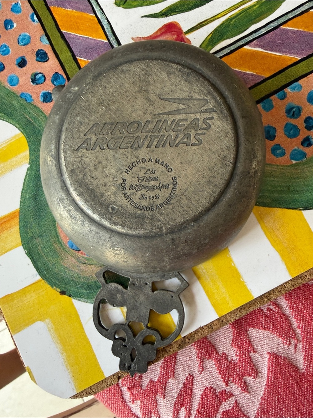 Very Rare, hand made pewter dish  Argentinas Aerolineas
